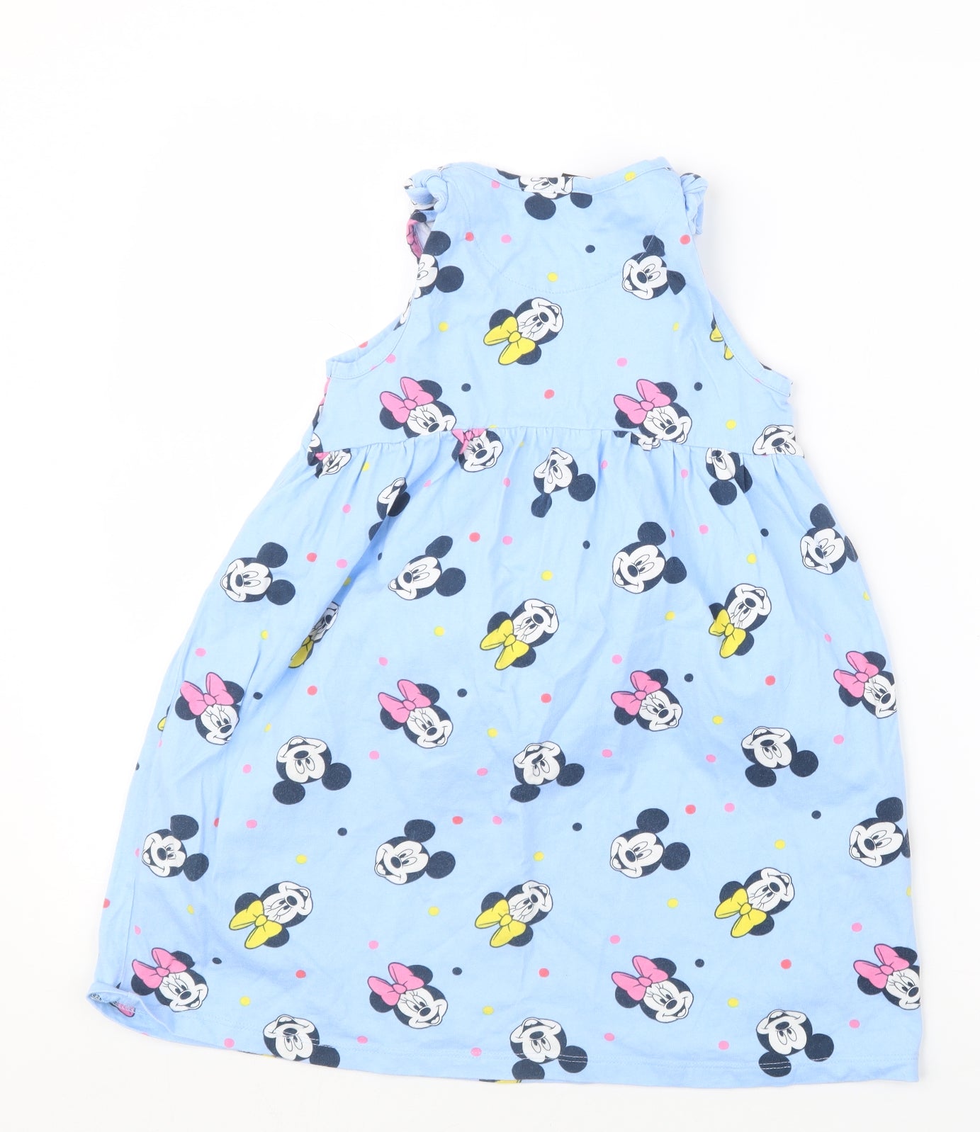 George Girls Blue Geometric  T-Shirt Dress  Size 5-6 Years  - Mickey and Minnie Mouse