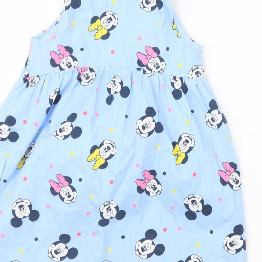 George Girls Blue Geometric  T-Shirt Dress  Size 5-6 Years  - Mickey and Minnie Mouse