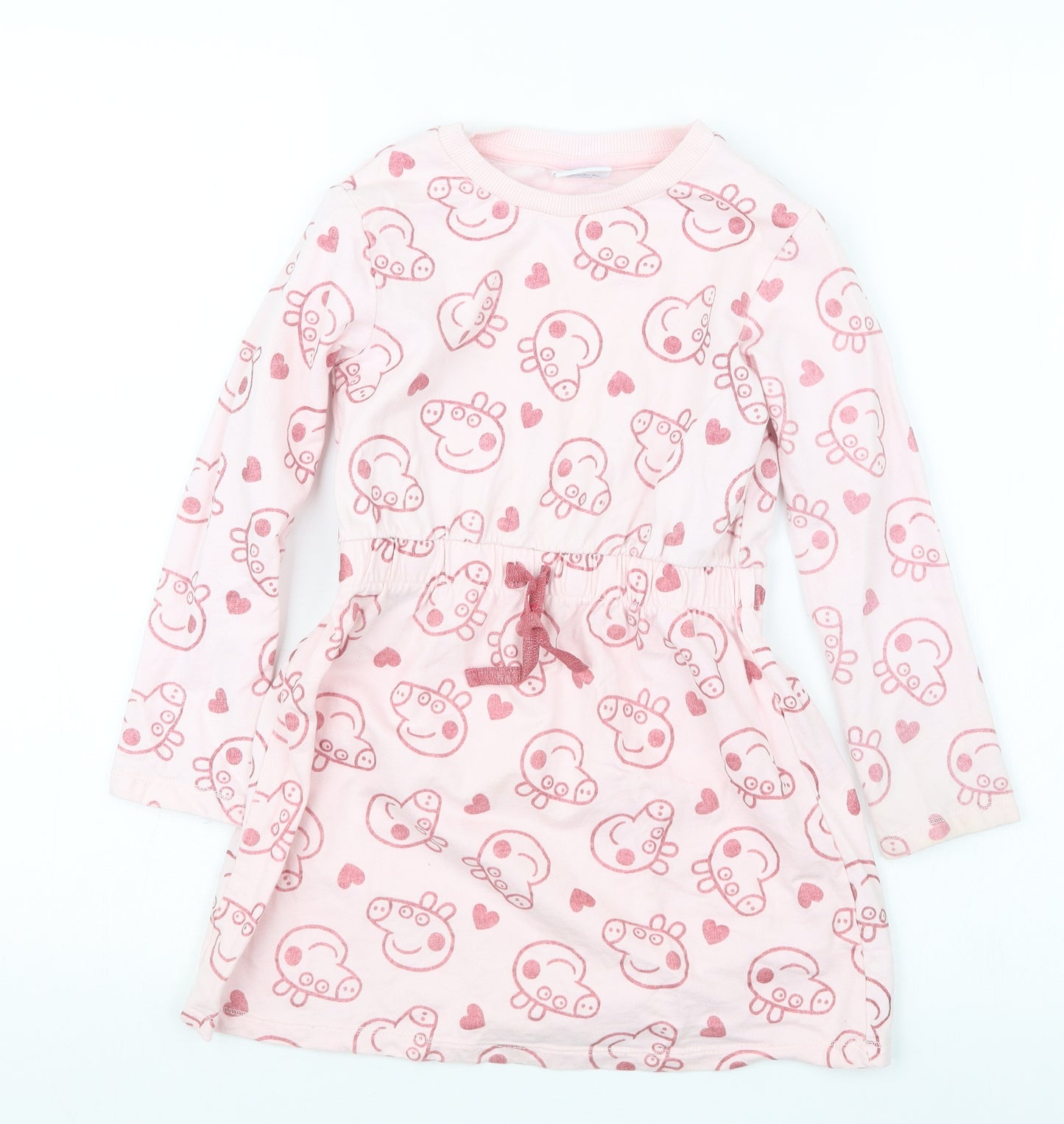 George Girls Pink Geometric  T-Shirt Dress  Size 5-6 Years  - Peppa Pig