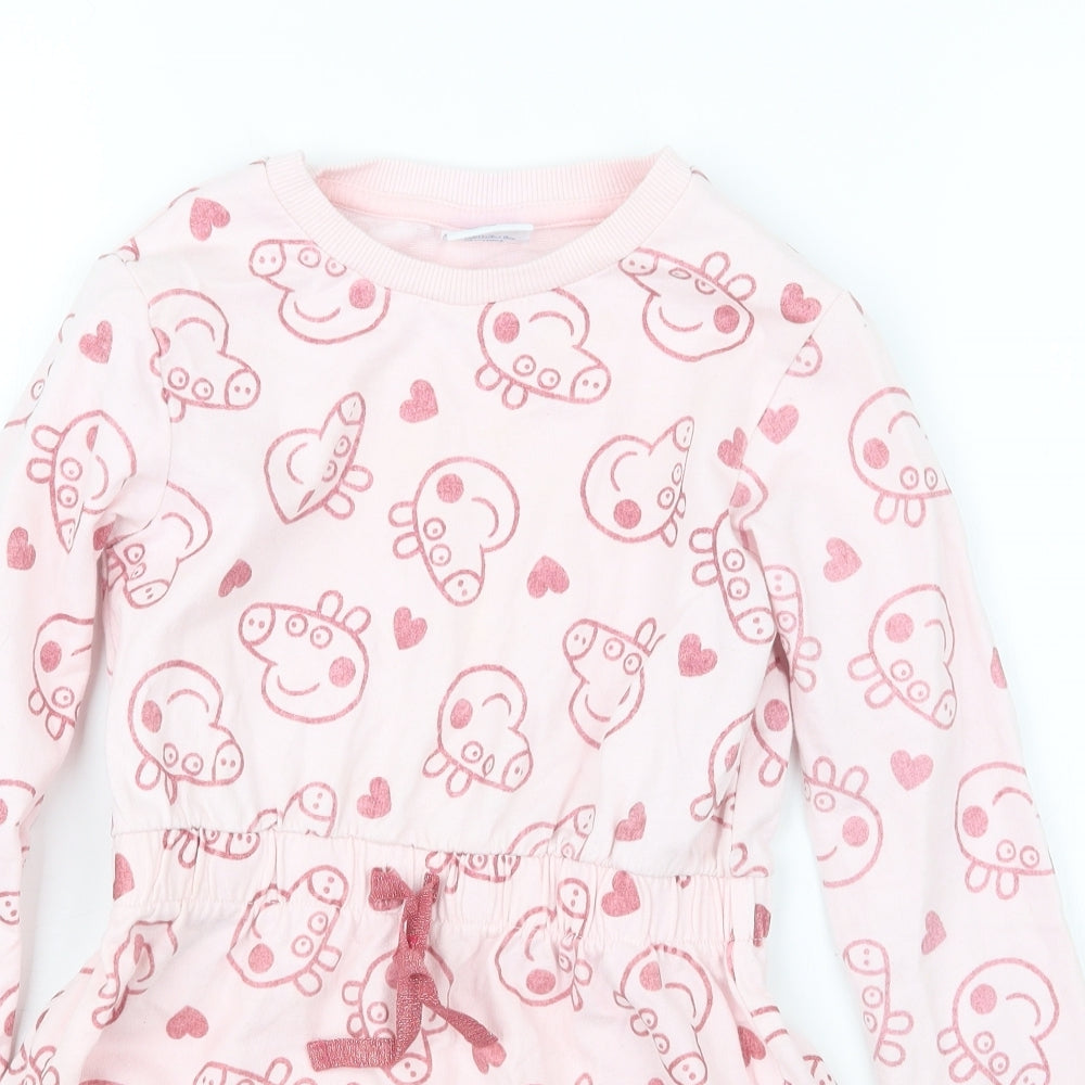 George Girls Pink Geometric  T-Shirt Dress  Size 5-6 Years  - Peppa Pig