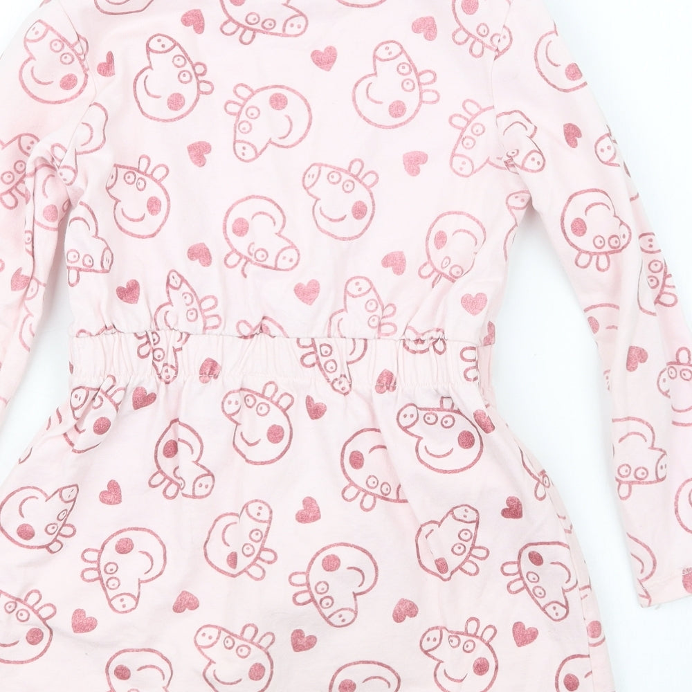 George Girls Pink Geometric  T-Shirt Dress  Size 5-6 Years  - Peppa Pig