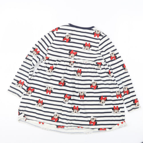 George Girls Blue Geometric  T-Shirt Dress  Size 5-6 Years  - Minnie Mouse