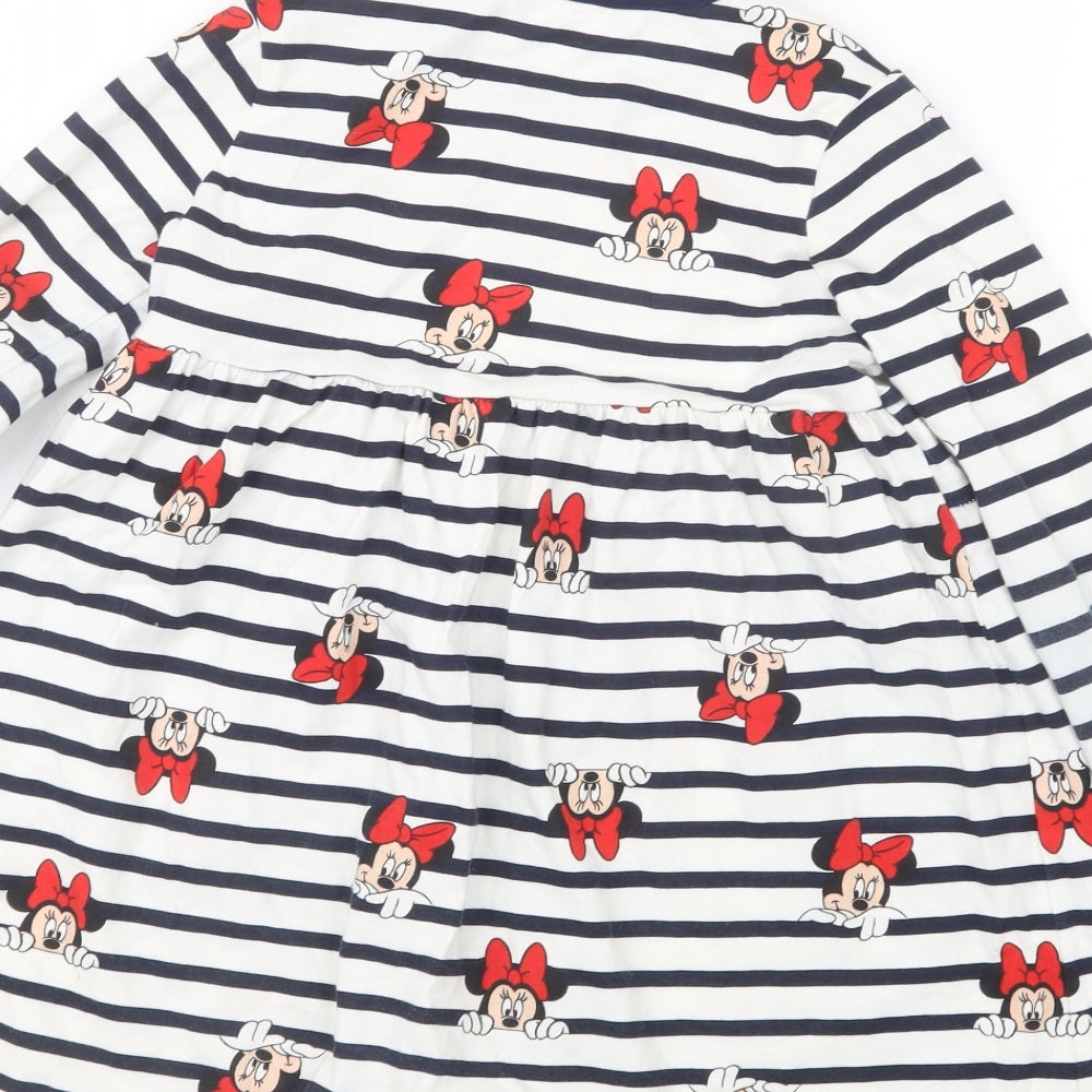 George Girls Blue Geometric  T-Shirt Dress  Size 5-6 Years  - Minnie Mouse