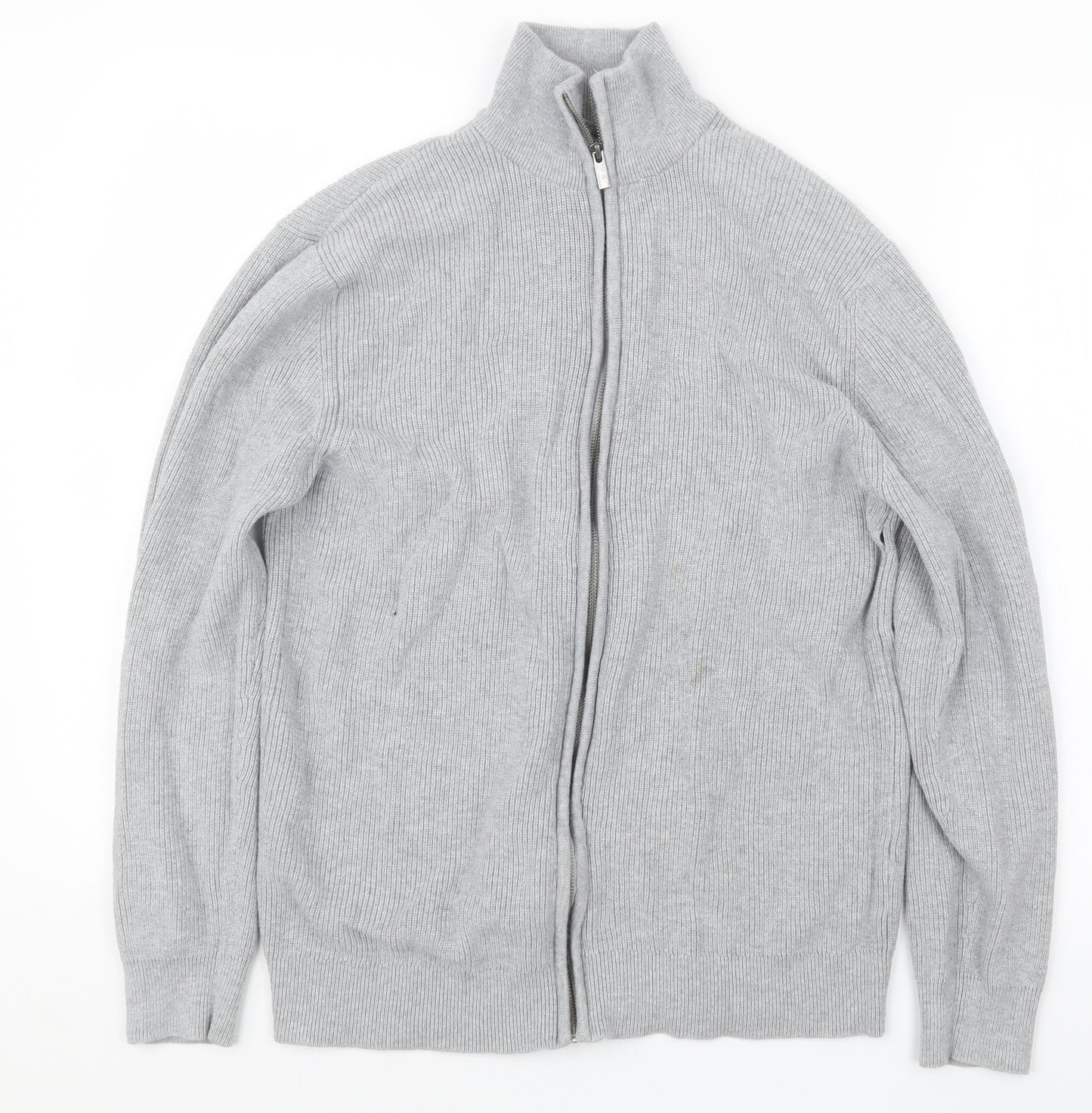 George Mens Grey  Knit Cardigan Jumper Size M