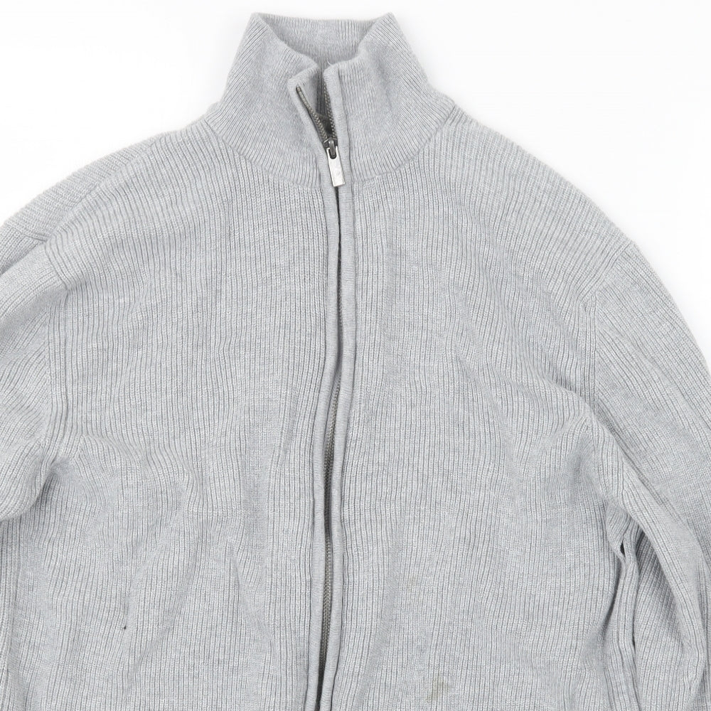 George Mens Grey  Knit Cardigan Jumper Size M