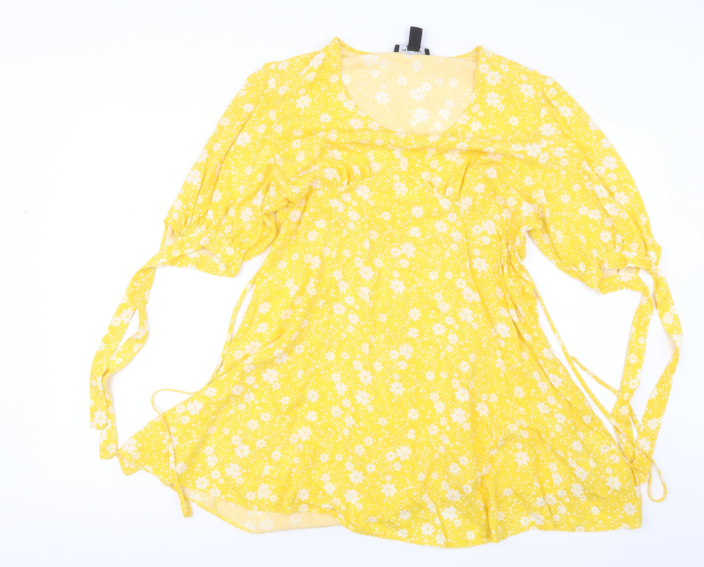New Look Womens Yellow Floral  T-Shirt Dress  Size 14