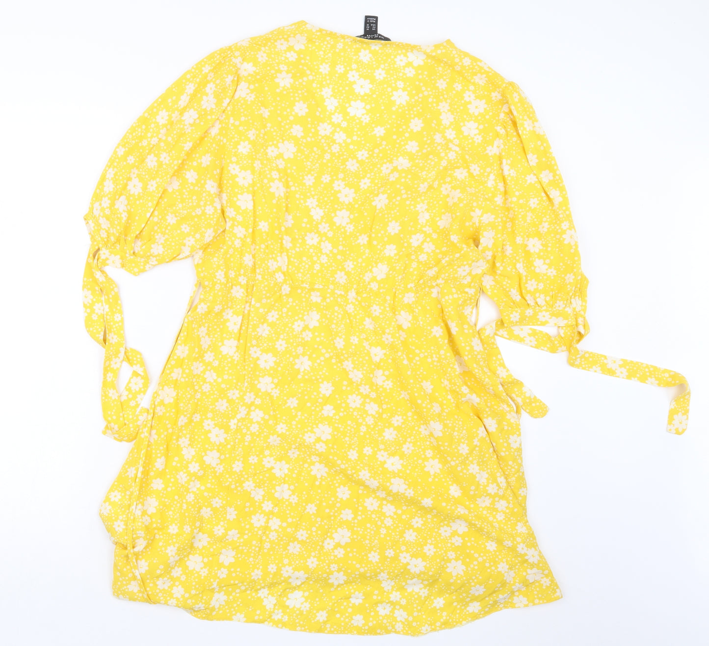 New Look Womens Yellow Floral  T-Shirt Dress  Size 14