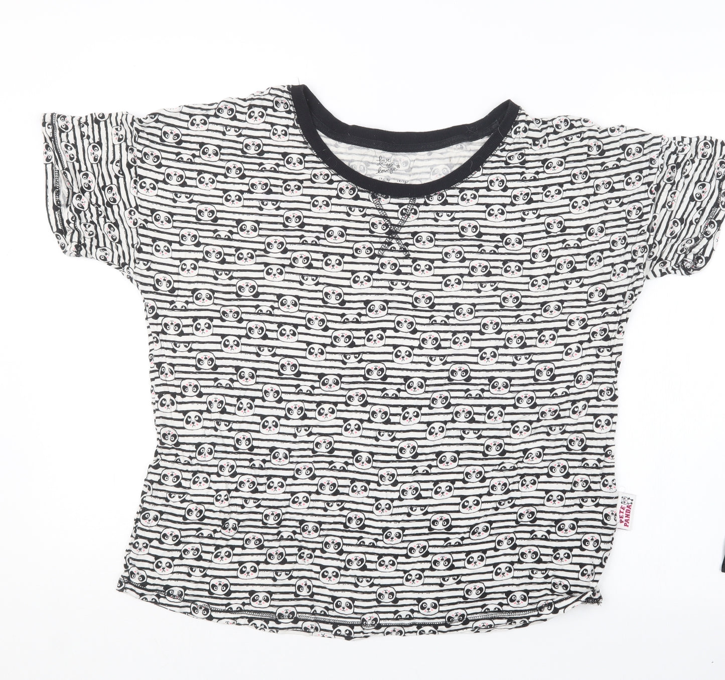 Love to Lounge Womens Black Geometric  Top Pyjama Top Size 14