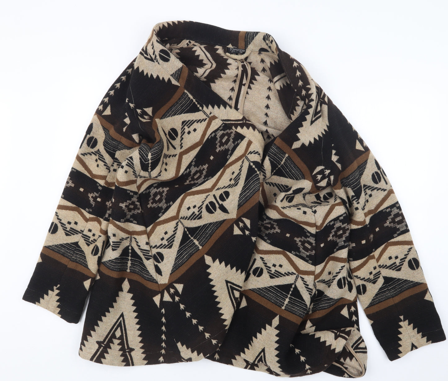 Topshop Womens Beige Geometric Knit Cape Jumper Size 10