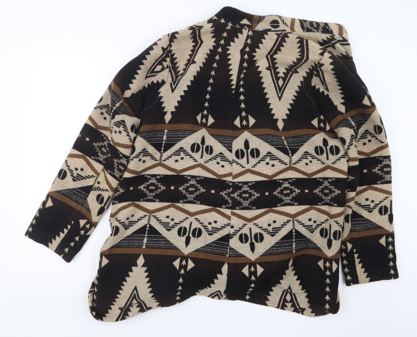 Topshop Womens Beige Geometric Knit Cape Jumper Size 10