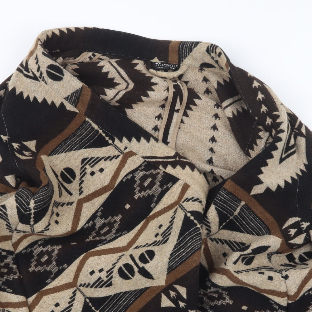Topshop Womens Beige Geometric Knit Cape Jumper Size 10