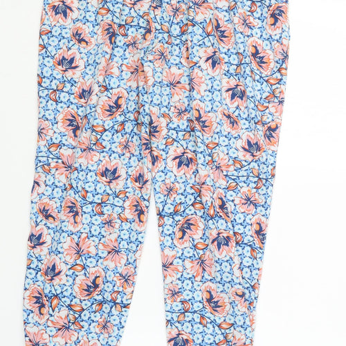 Peacocks Womens Blue Floral  Trousers  Size 12 L27 in