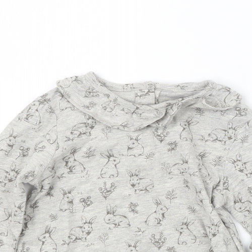 TU Girls Grey Geometric  Basic T-Shirt Size 9-12 Months