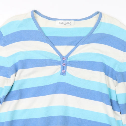 FABRIZIO  Womens Blue Striped  Pullover Jumper Size M