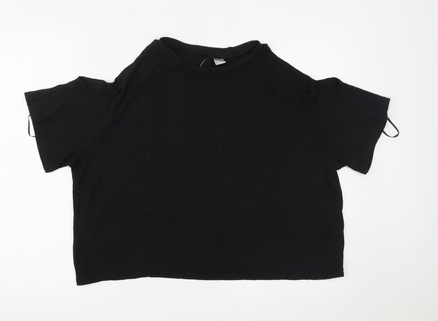 H&M Womens Black   Cropped T-Shirt Size L