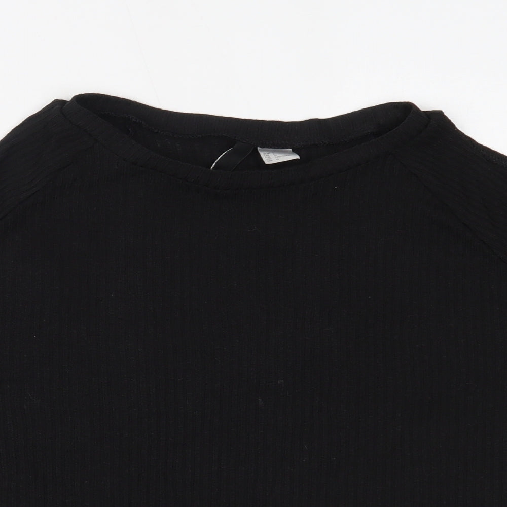 H&M Womens Black   Cropped T-Shirt Size L