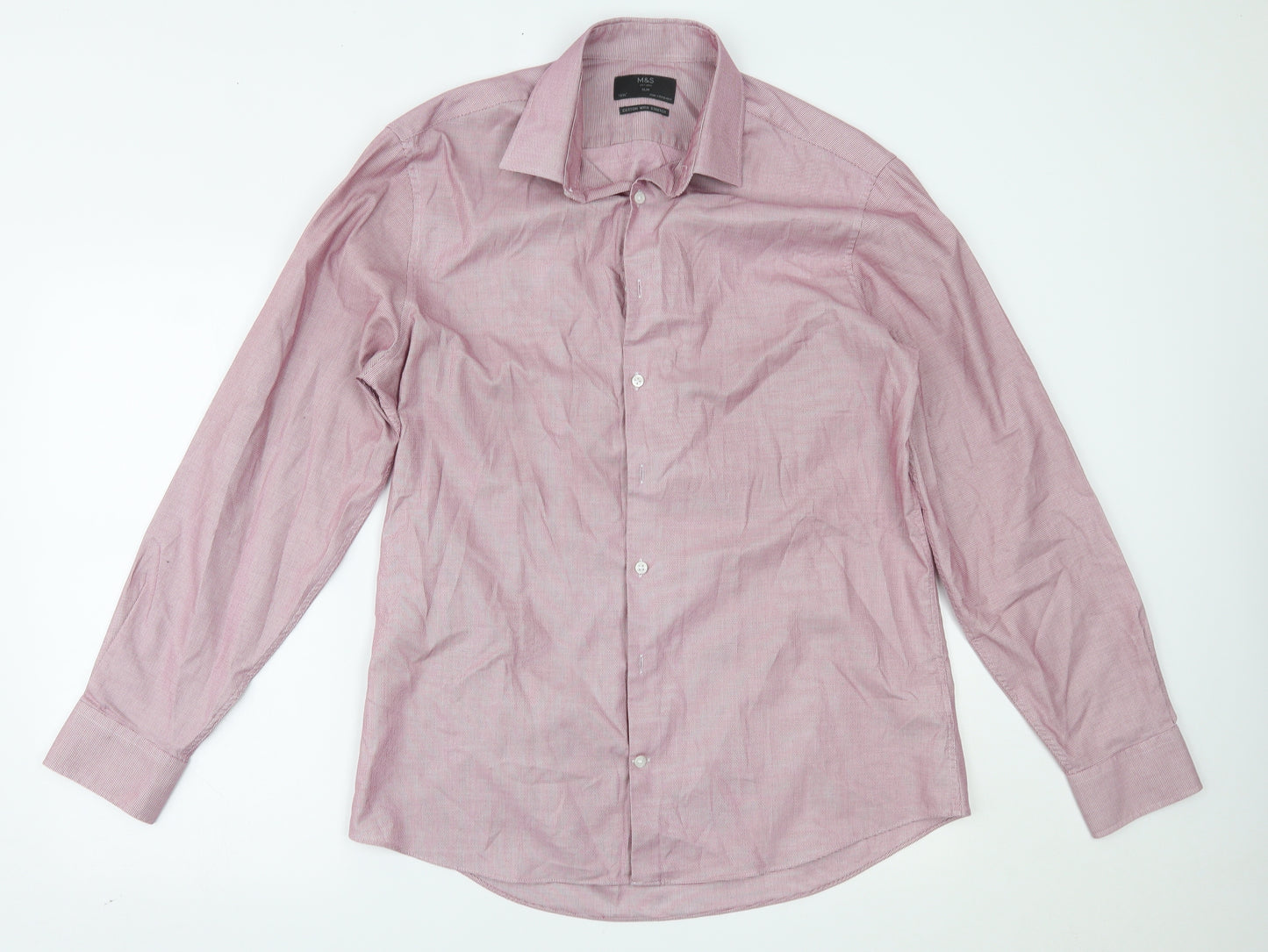 Marks and Spencer Mens Red Check   Dress Shirt Size 16.5