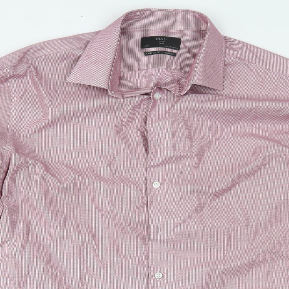 Marks and Spencer Mens Red Check   Dress Shirt Size 16.5
