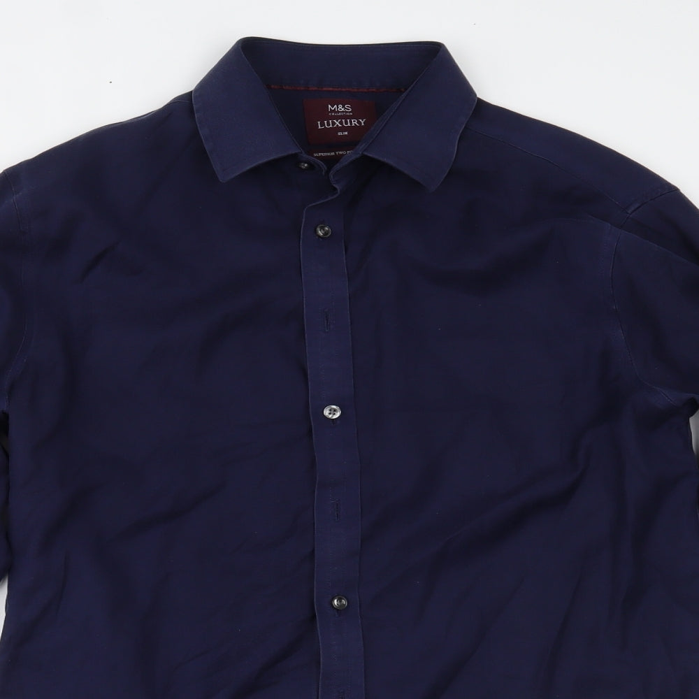 Marks and Spencer Mens Blue    Dress Shirt Size 16