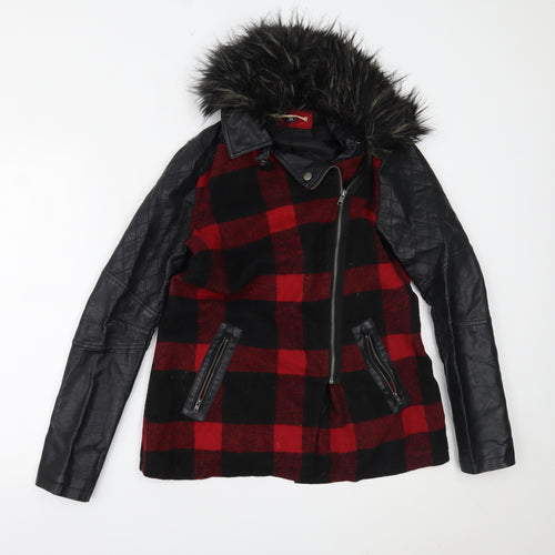 Blonde & Blonde Womens Black Plaid  Overcoat Coat Size 10