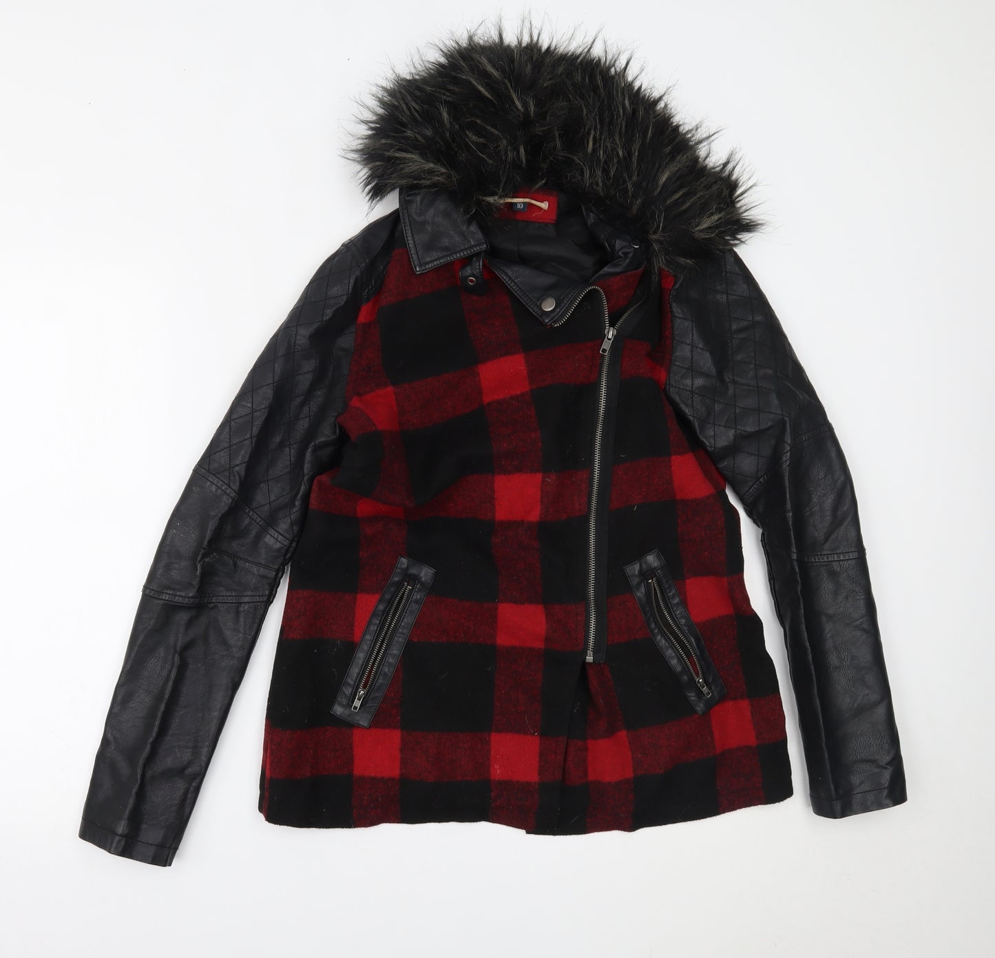 Blonde & Blonde Womens Black Plaid  Overcoat Coat Size 10