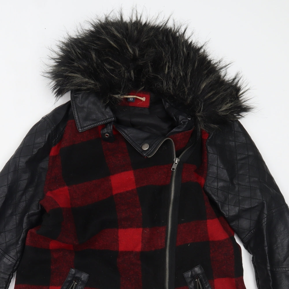 Blonde & Blonde Womens Black Plaid  Overcoat Coat Size 10