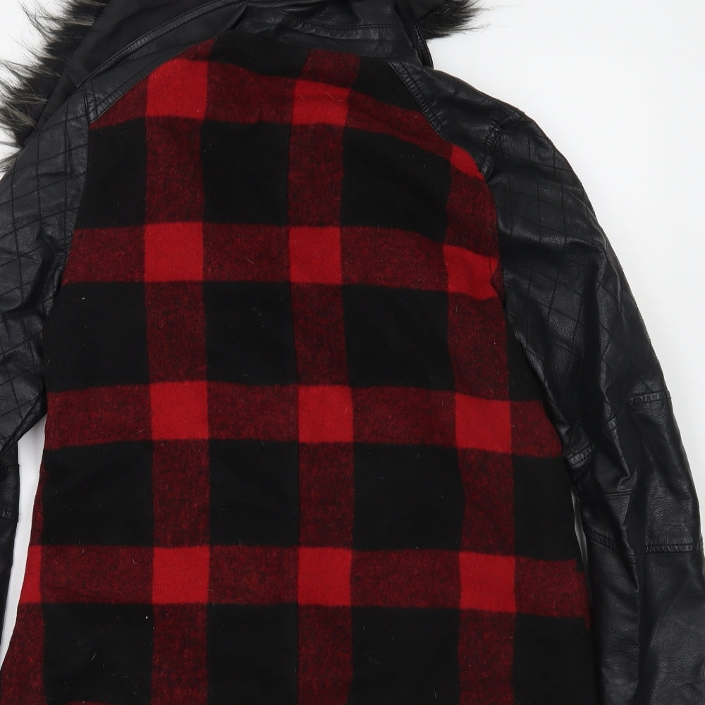 Blonde & Blonde Womens Black Plaid  Overcoat Coat Size 10