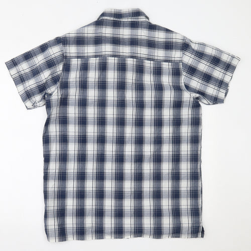 ACS Mens Blue Plaid   Button-Up Size L