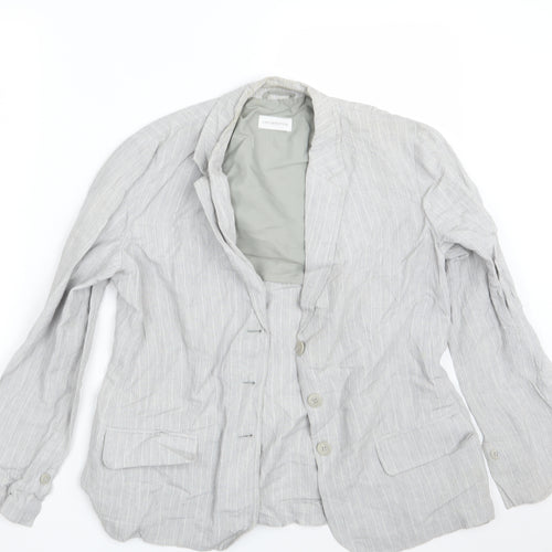 Liz Claiborne  Womens Grey Striped  Jacket Blazer Size 10