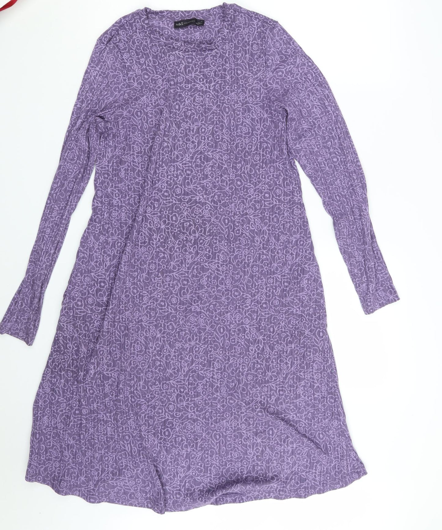 M&S Womens Purple Floral  A-Line  Size 12