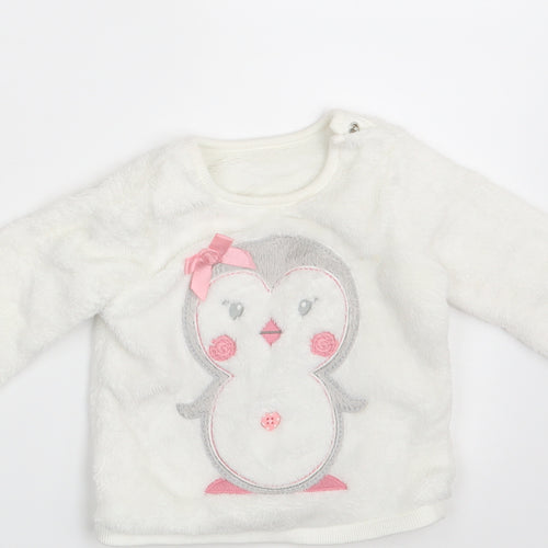 George Girls White   Pullover Jumper Size 6-9 Months