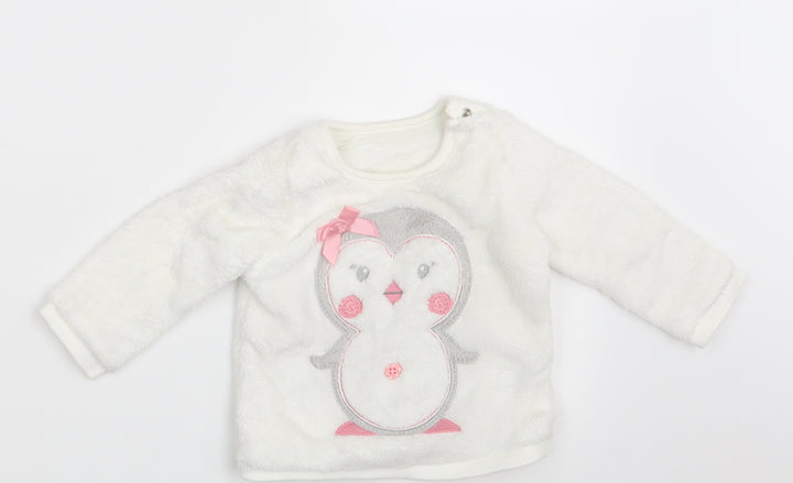 George Girls White Pullover Jumper Size 6-9 Months