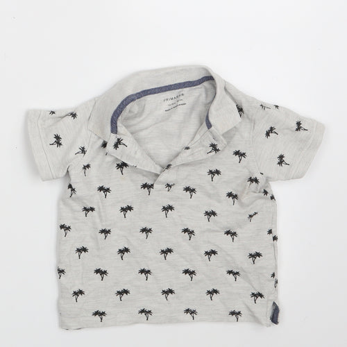 Primark Boys Grey Floral  Basic Polo Size 12-18 Months