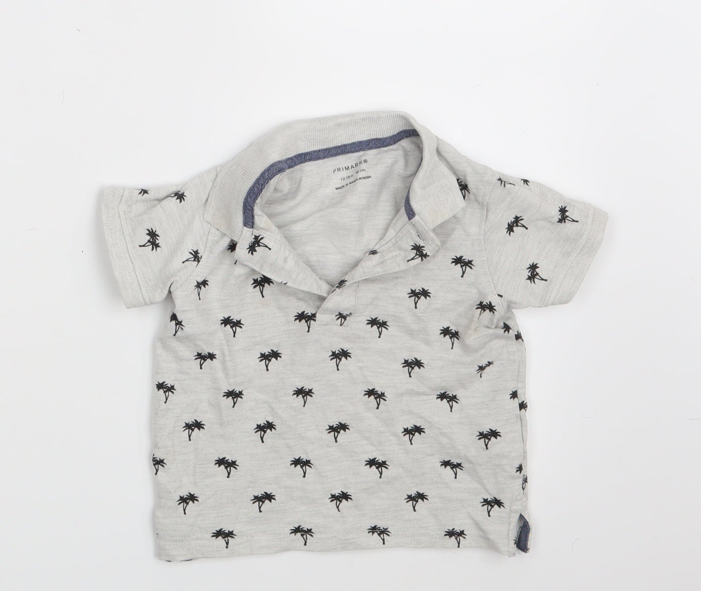 Primark Boys Grey Floral  Basic Polo Size 12-18 Months