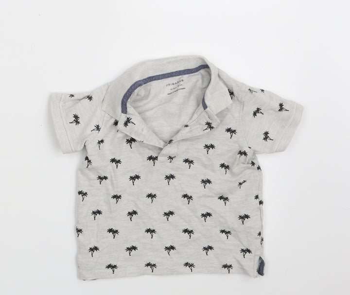 Primark Boys Grey Floral  Basic Polo Size 12-18 Months