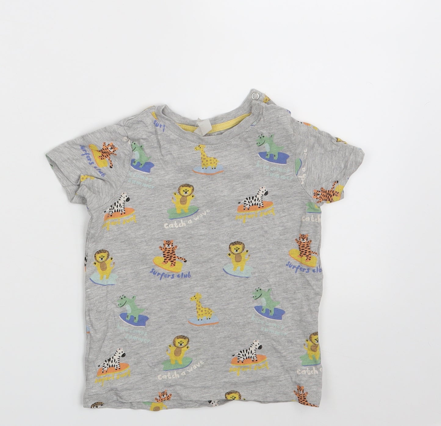H&M Girls Grey Animal Print  Basic T-Shirt Size 12-18 Months