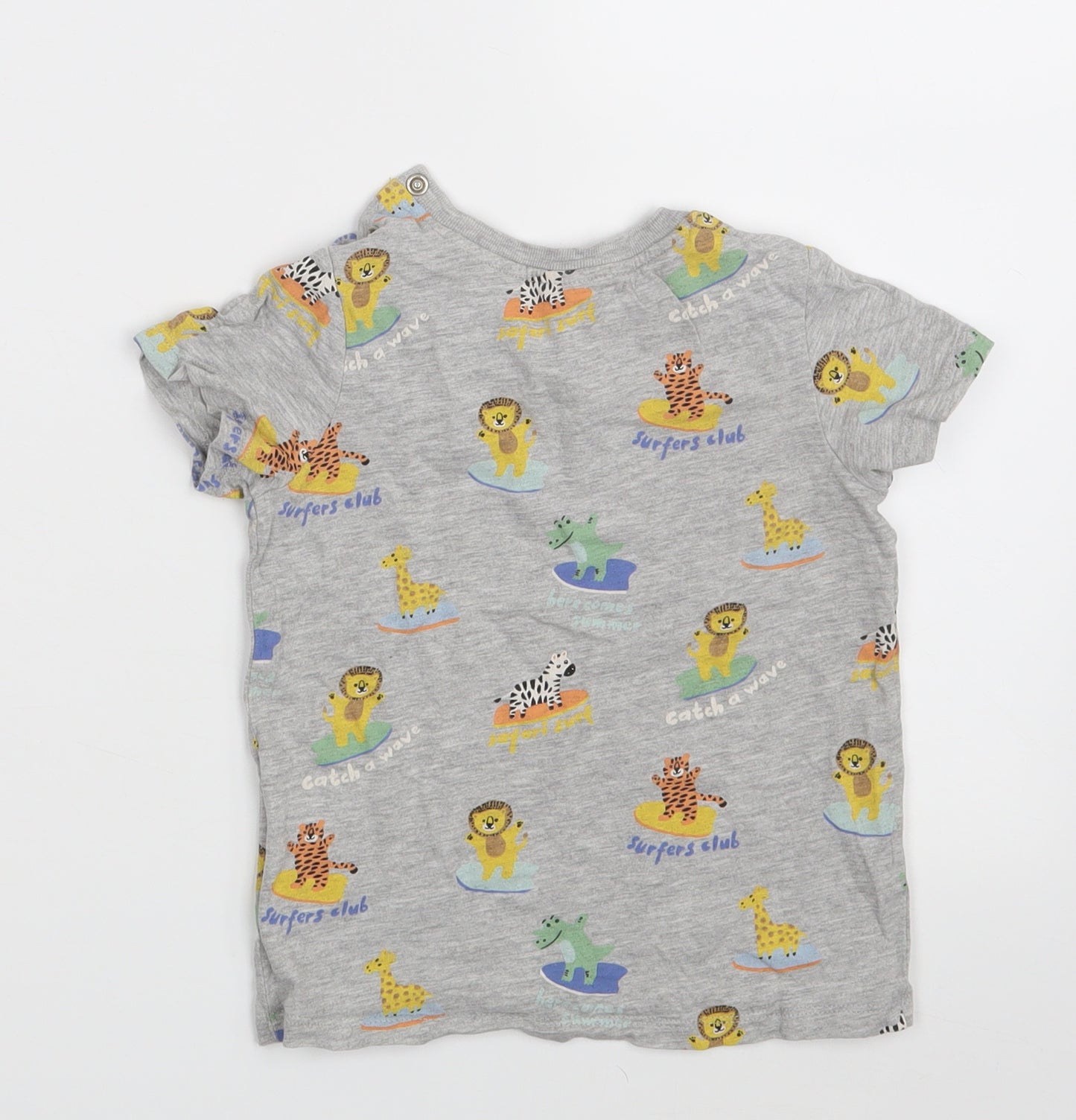 H&M Girls Grey Animal Print  Basic T-Shirt Size 12-18 Months