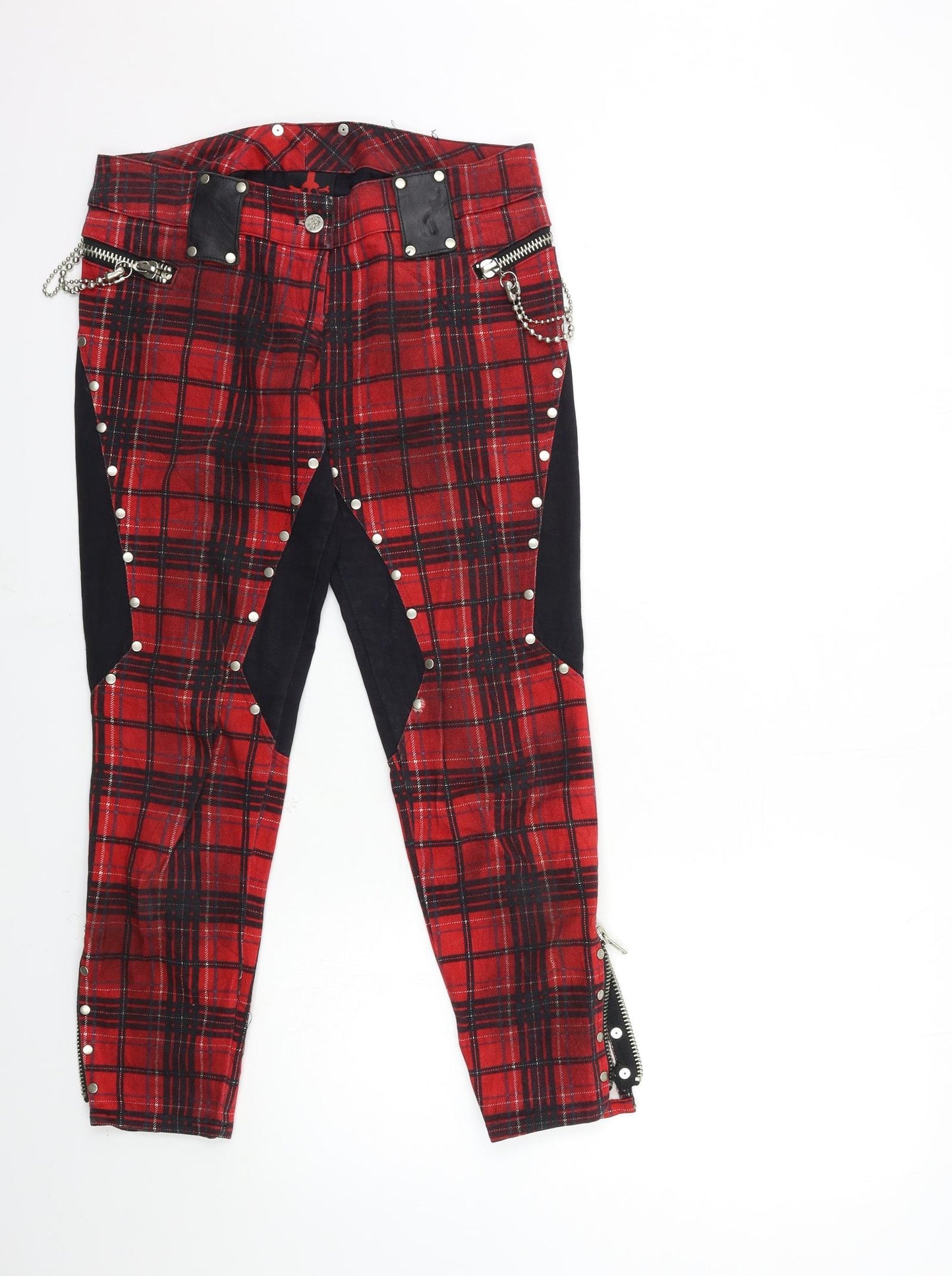 Lip Service Womens Red Check Denim Skinny Jeans Size M L26 in