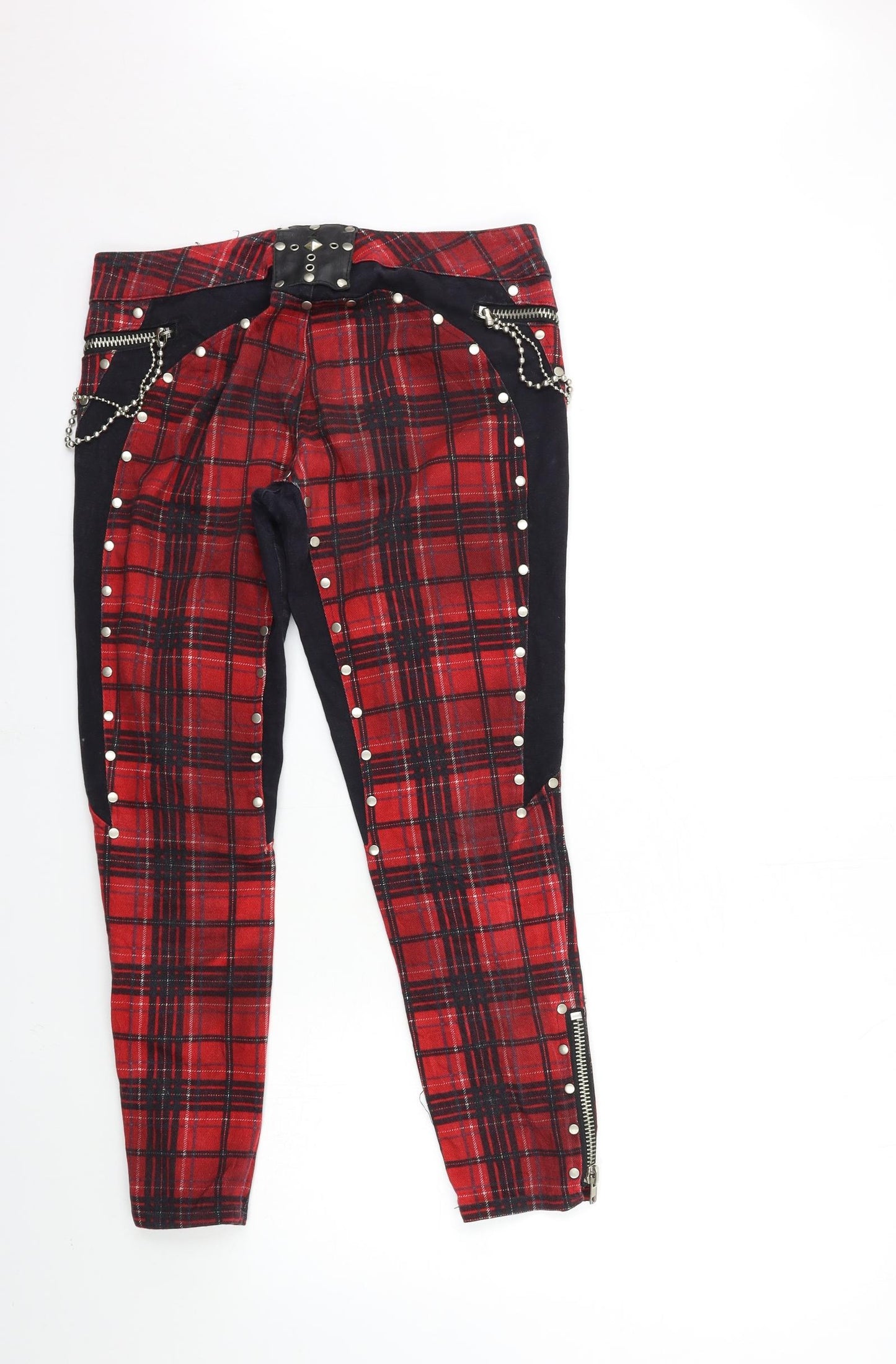 Lip Service Womens Red Check Denim Skinny Jeans Size M L26 in
