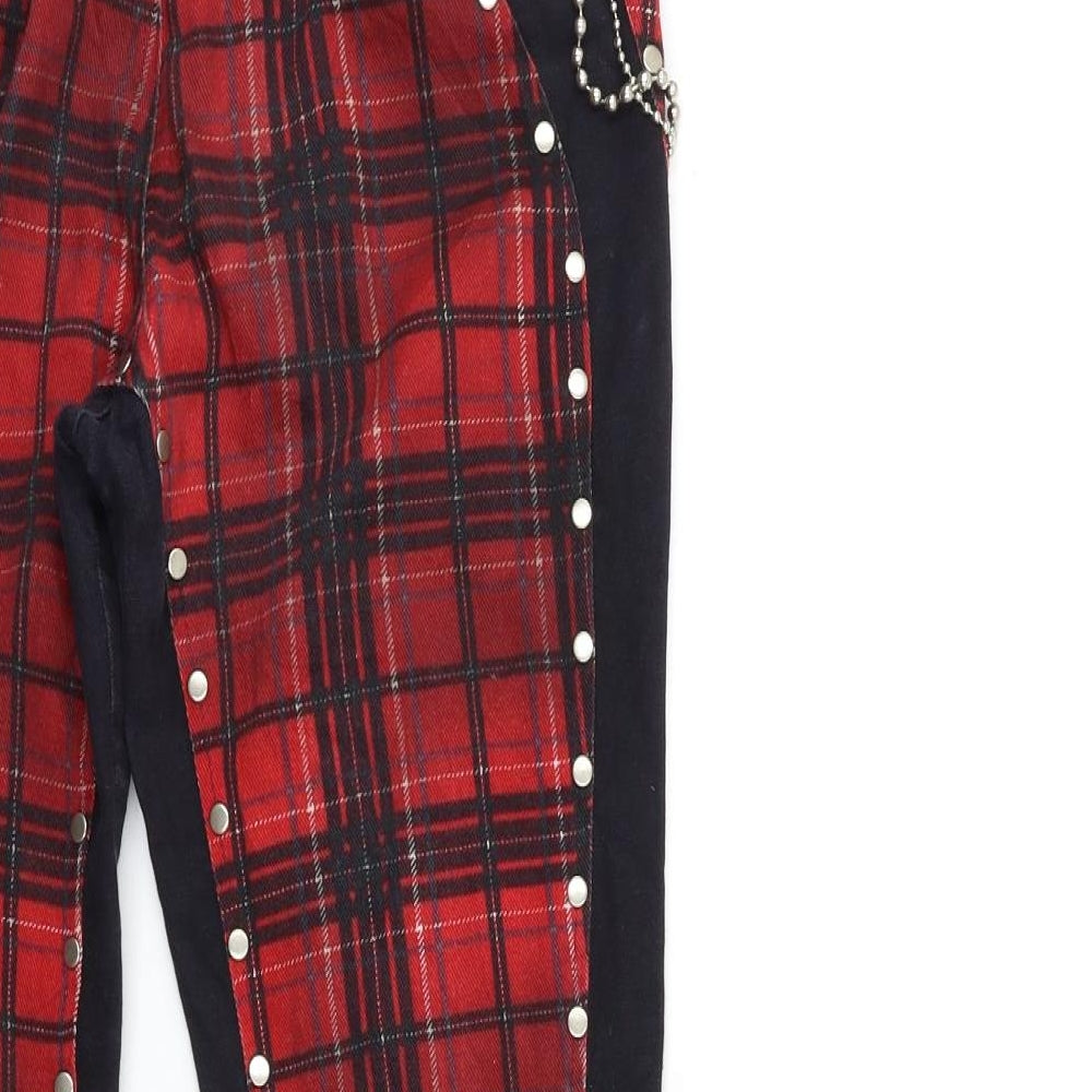 Lip Service Womens Red Check Denim Skinny Jeans Size M L26 in