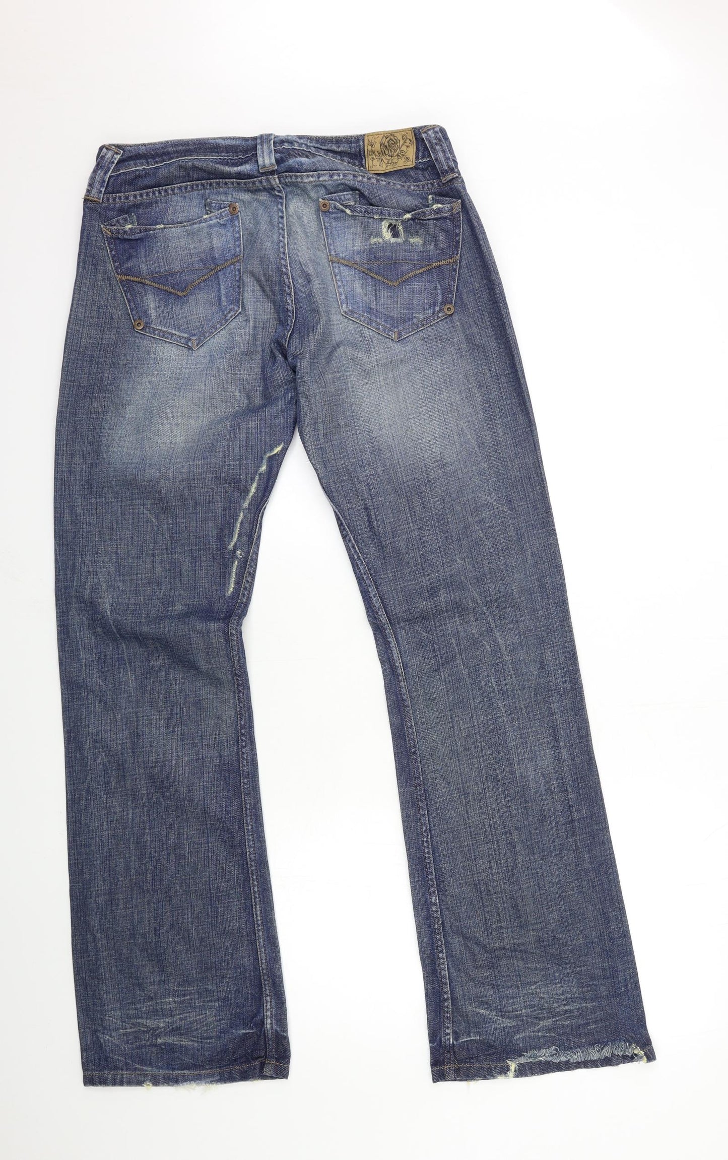 River Island Womens Blue  Denim Flared Jeans Size 14 L33 in