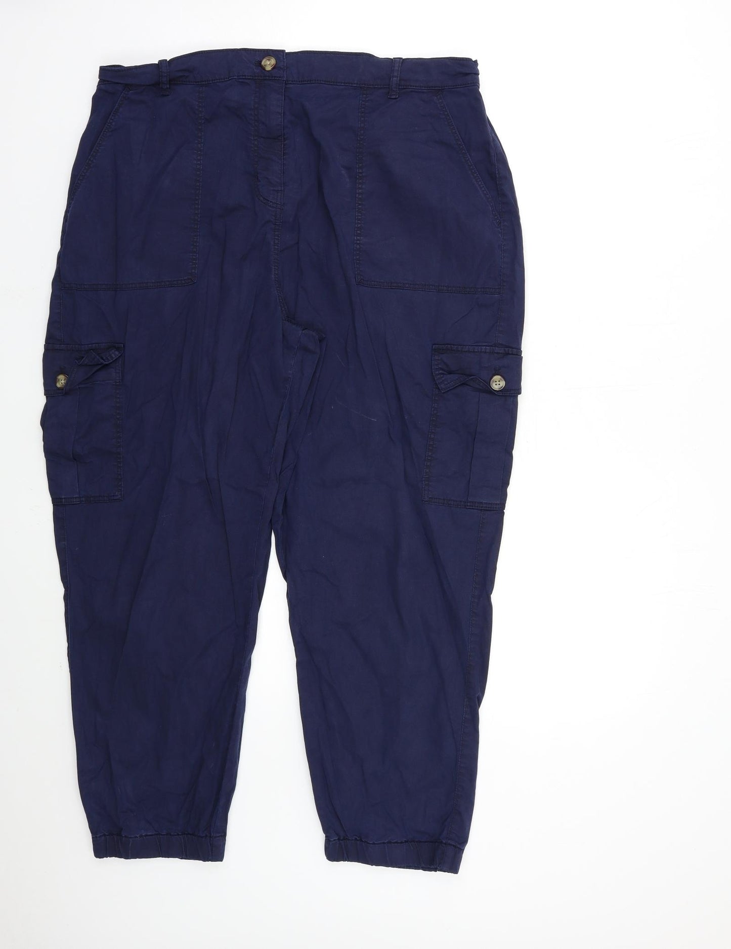 Marks and Spencer Womens Blue   Cargo Trousers Size 10 L27 in