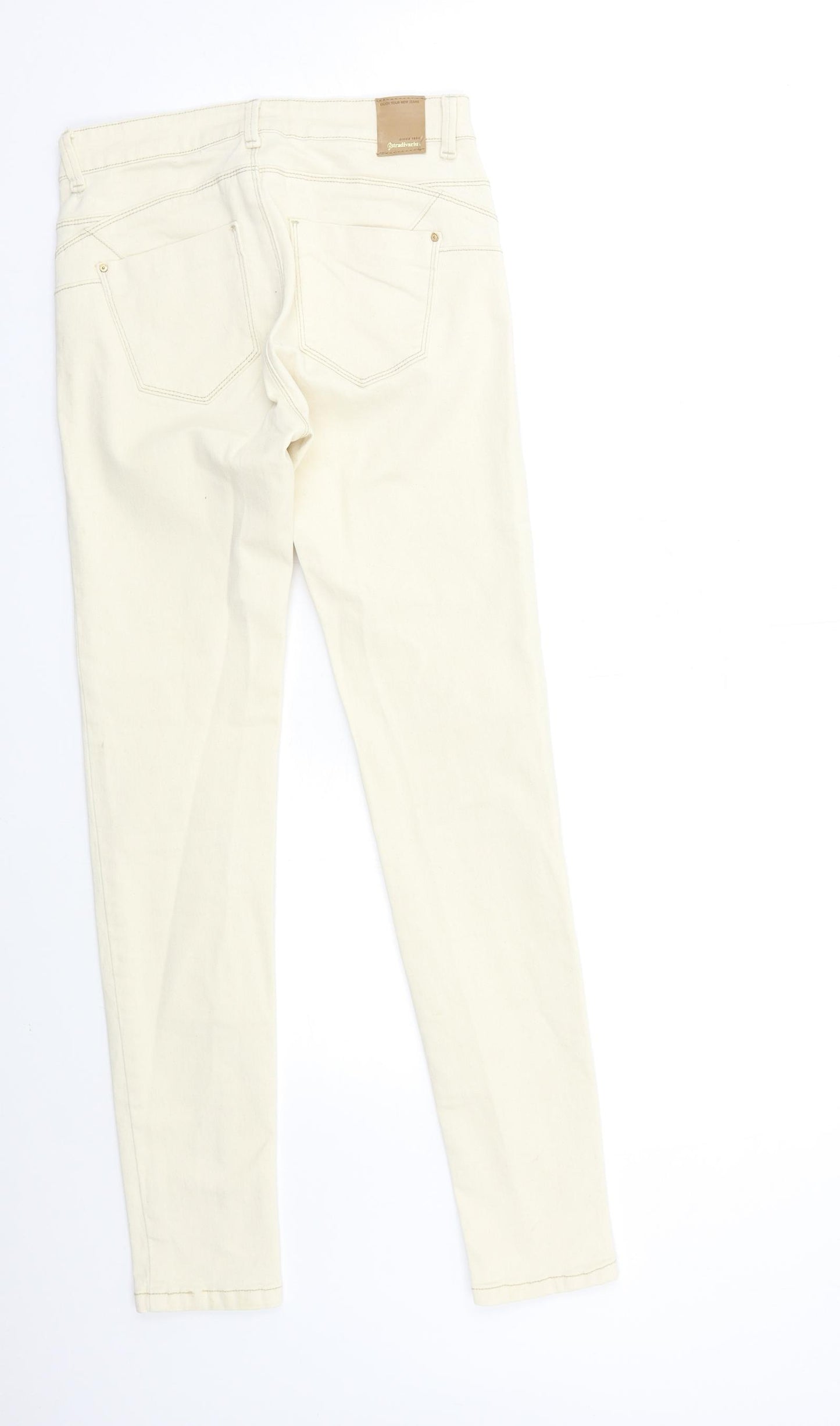 Stradivarius Womens Ivory  Denim Skinny Jeans Size 8 L30 in