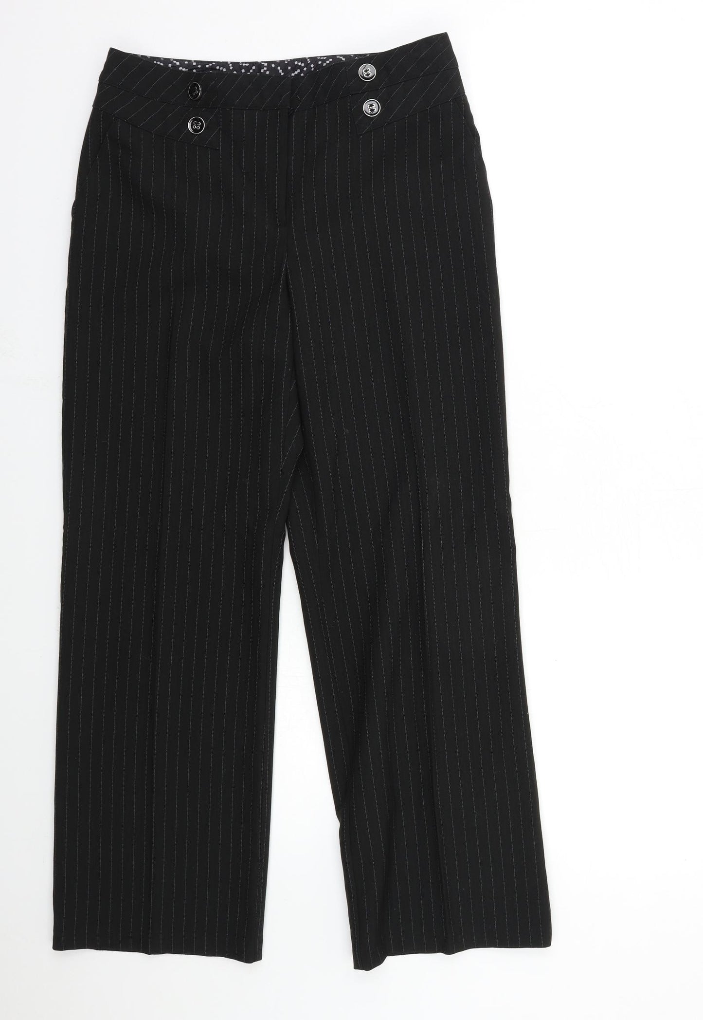 BHS Womens Black Striped  Trousers  Size 10 L28 in