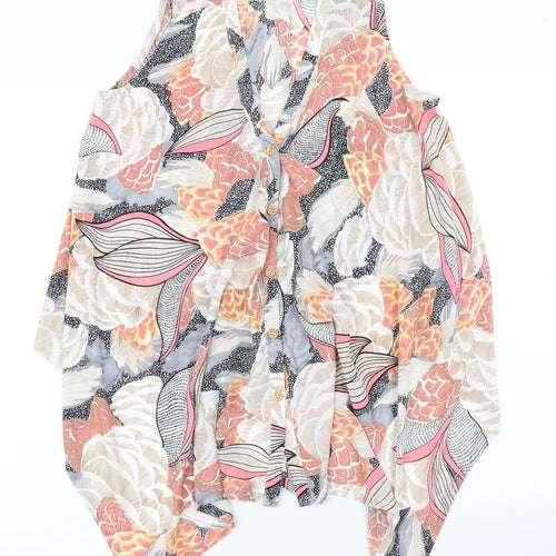 Tenki Womens Beige Floral  Basic Blouse Size S