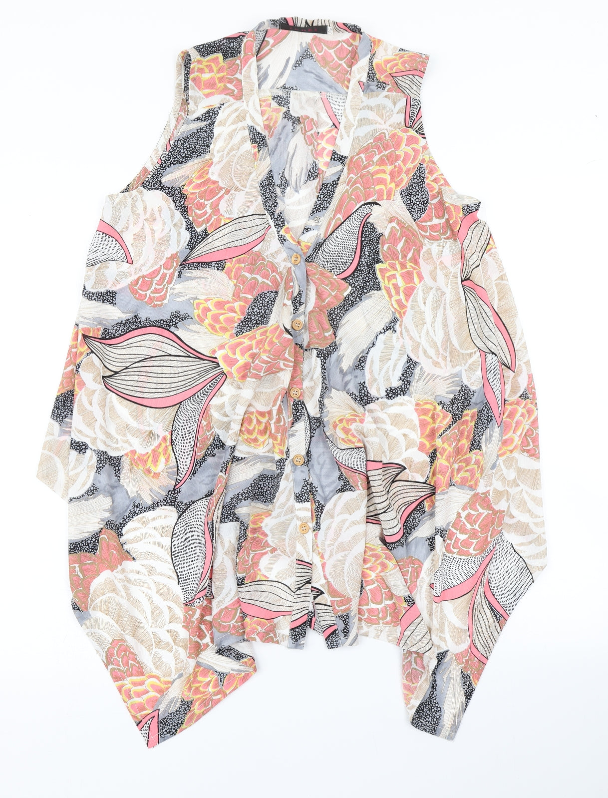 Tenki Womens Beige Floral  Basic Blouse Size S