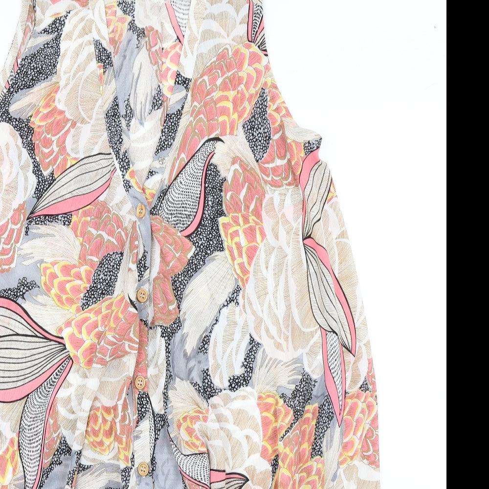 Tenki Womens Beige Floral  Basic Blouse Size S