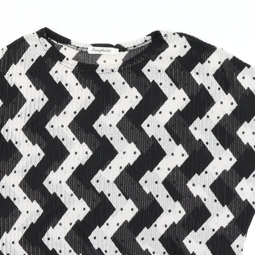 Sangbeini Womens Black Striped  Basic T-Shirt Size XL