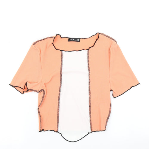 SheIn Womens Orange Colourblock  Cropped T-Shirt Size XS
