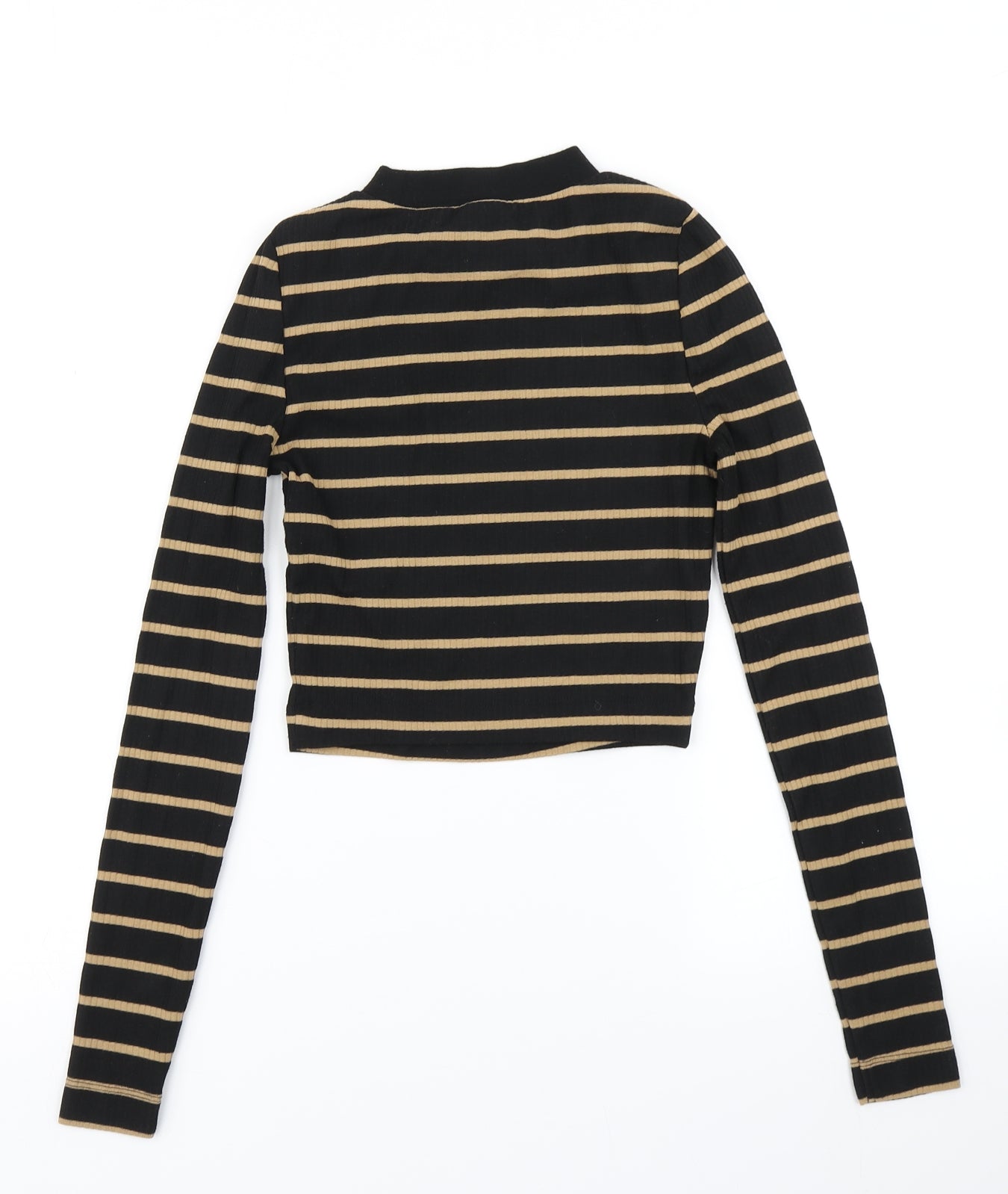 COLLUSION Womens Black Striped  Cropped T-Shirt Size 4